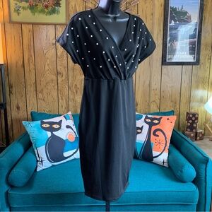 SHEIN Retro Midi Dress with Pearl Details